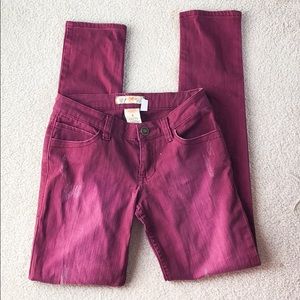 Burgundy skinny  jeans, size 3